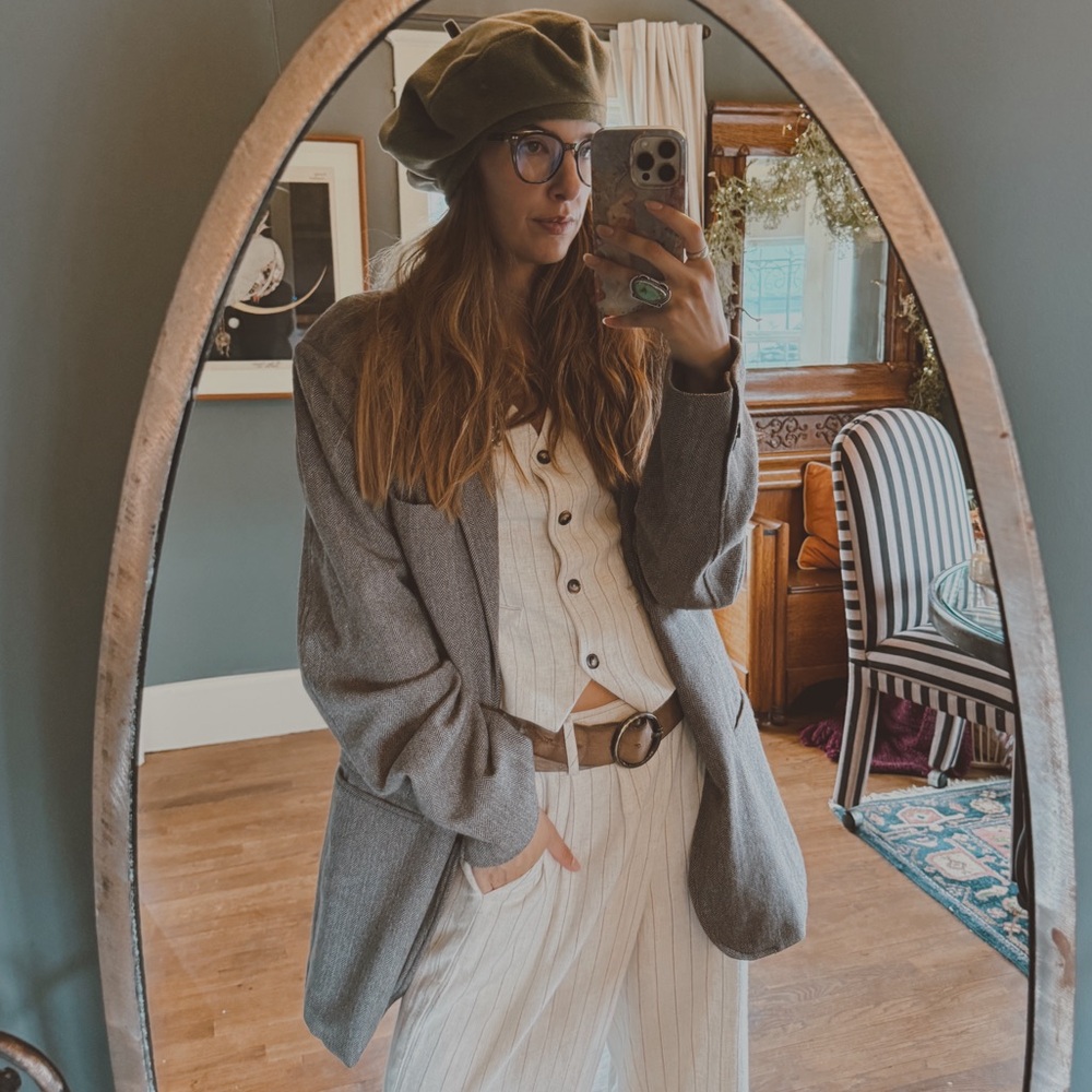 Gap Fall Blazer Suit Coat Jacket Herringbone Wool… - image 1